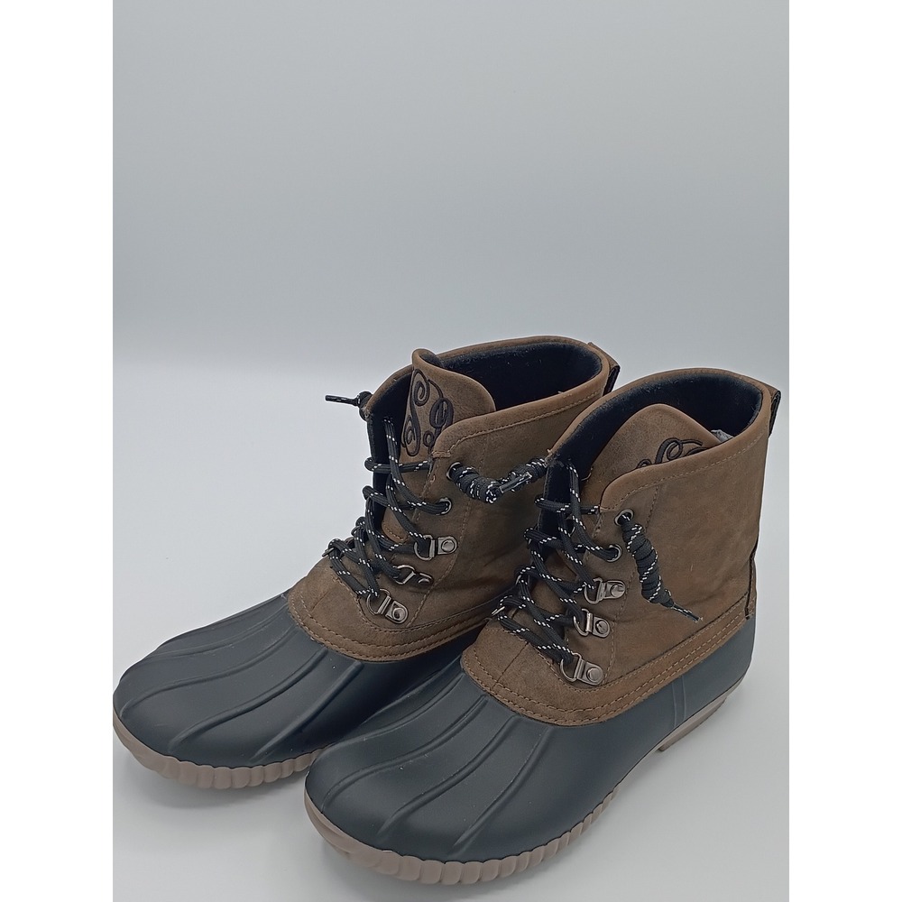 Marleylilly Womens Duck Boots Brown Black Size 6 Water Resistant Lace Up